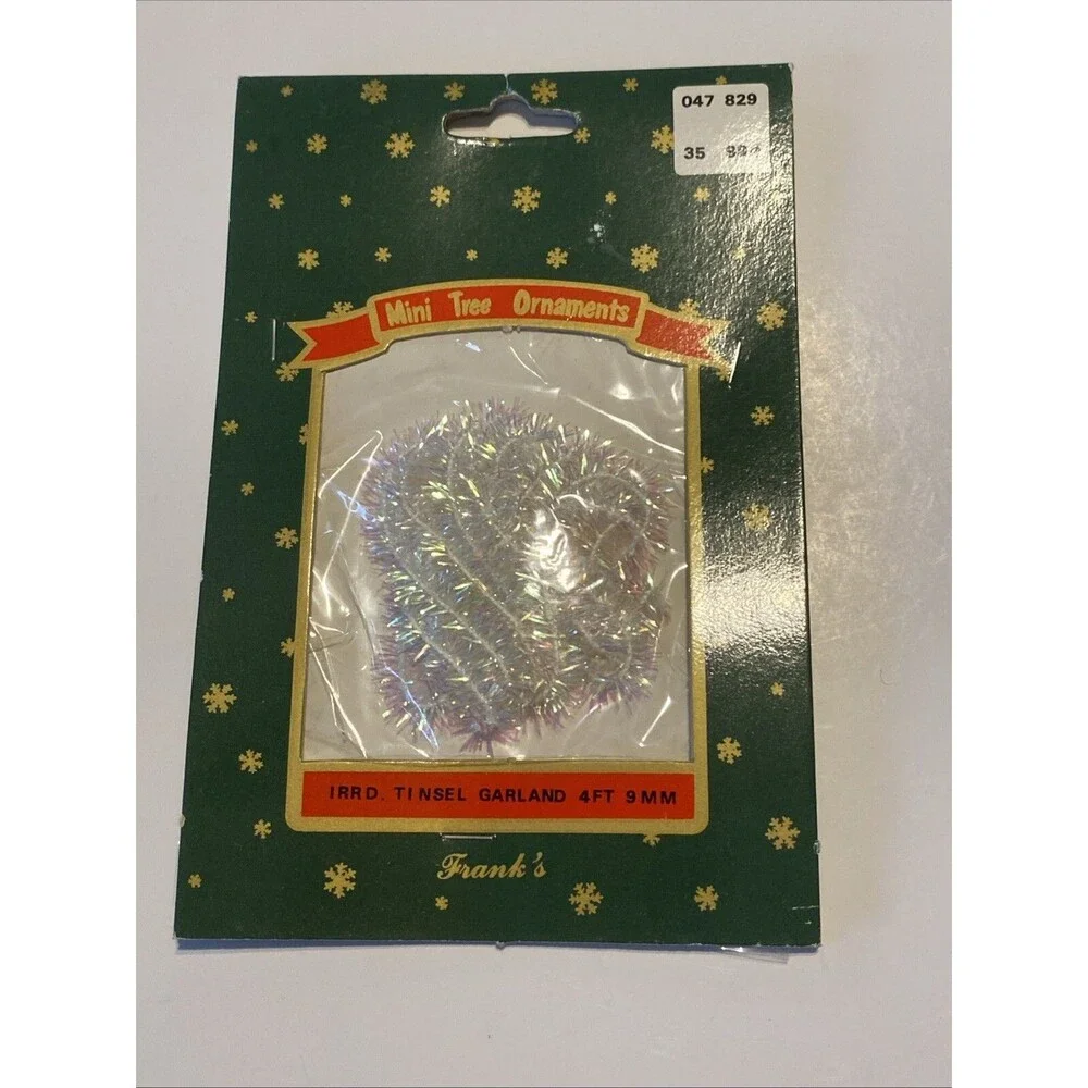 Vintage Christmas Feather Tree Tinsel Garland 4 Feet Iridescent Holiday NOS